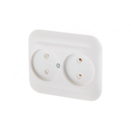 Розетка 2-ая (скрытая, б/з) белая, Эконом, Юпитер