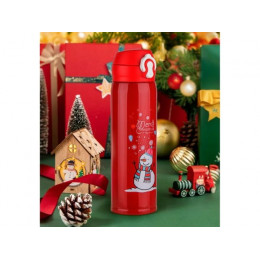 Термос, 480 мл, нержавеющая сталь, MERRY CHRISTMAS, красный, PERFECTO LINEA