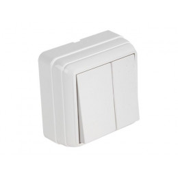 Выключатель 2-клав. (открытый) белый, BRON, MUTLUSAN
