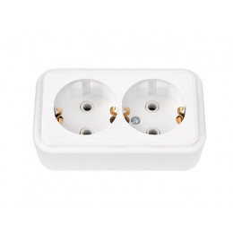 Розетка 2-ая (открытая, с/з) белая, Пралеска, Bylectrica