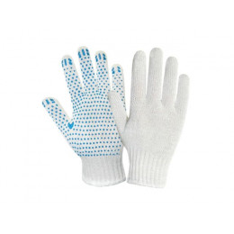 Перчатки х/б с ПВХ "Точка", 7,5класс, белые, РБ (мин. риски)