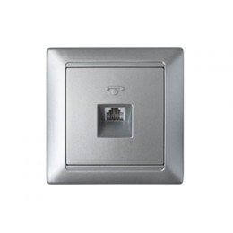 Розетка 1-ая телефонная (скрытая) серебро, Стиль, BYLECTRICA