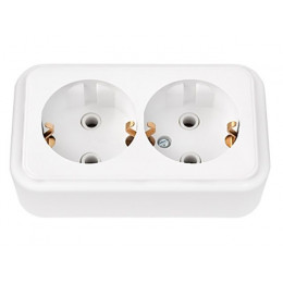 Розетка 2-ая (открытая, с/з) белая, Пралеска, Bylectrica