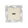 Розетка 1-ая USB (скрытая, без рамки) кремовая, RITA, MUTLUSAN