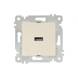 Розетка 1-ая USB (скрытая, без рамки) кремовая, RITA, MUTLUSAN