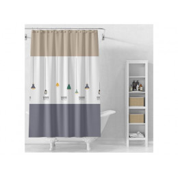 Шторка для ванной (12 колец в комплекте), 180x180 см, Secret, лампы, PERFECTO LINEA