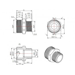 Ниппель ред. под евроконус 3/4" нар. х 1/2" нар., AV Engineering (инд. упак.)