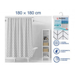 Шторка для ванной (12 колец в комплекте), 180x180 см, Secret, векторная графика, PERFECTO LINEA