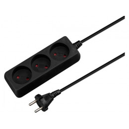 Удлинитель 5м (3 роз., 2,2кВт, б/з, ПВС 2х0,75) черный, Юпитер