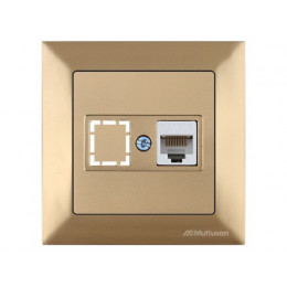 Розетка компьютерная 1xRJ45 (Cat5e, скрытая) золото, DARIA, MUTLUSAN