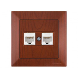 Розетка компьютерная 2xRJ45 (Cat6, скрытая) вишня, DARIA, MUTLUSAN