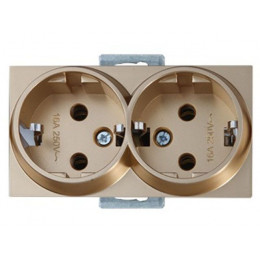 Розетка 2-ая (скрытая, с/з, керамика) золото, RITA, MUTLUSAN