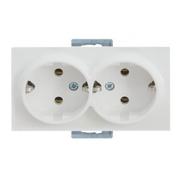 Розетка 2-ая (скрытая,с/з, керамика) белая, RITA, MUTLUSAN