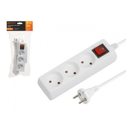 Удлинитель 3м (3 роз., 2,2кВт, б/з, выкл, ПВС 2х0,75) Юпитер