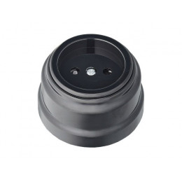 Розетка 1-ая (открытая, б/з, з/ш) черная, Ретро, BYLECTRICA