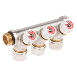 Коллектор с отсекающими вентилями, 3/4" х 3 вых. (16 х 2.0), AV Engineering