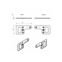 Подвеска мебельная 36х67 мм, белый цинк STARFIX