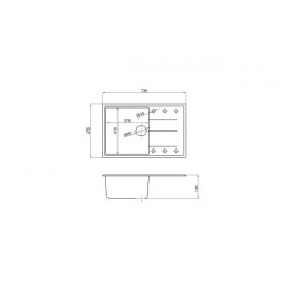 Мойка кухонная из искусственного камня BENEFIT олово 730х470 мм, AV Engineering