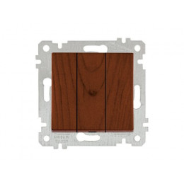Выключатель 3-клав. (скрытый, без рамки, пруж. зажим) орех, RITA, MUTLUSAN