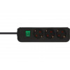 Удлинитель 1.5м (3 роз., 3.3кВт, с/з, выкл., ПВС) черный Brennenstuhl Eco-Line