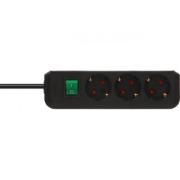 Удлинитель 1.5м (3 роз., 3.3кВт, с/з, выкл., ПВС) черный Brennenstuhl Eco-Line