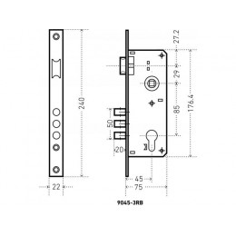 Замок врезной б/руч АЛЛЮР 9045-3RB GP без ц/м