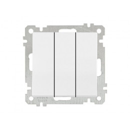 Выключатель 3-клав. (скрытый, без рамки, пруж. зажим) белый, DARIA, MUTLUSAN