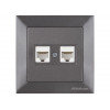 Розетка компьютерная 2xRJ45 (Cat6, скрытая) дымчатая, DARIA, MUTLUSAN
