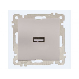 Розетка 1-ая USB (скрытая, без рамки) серебро, DARIA, MUTLUSAN