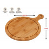 Поднос бамбуковый с ручкой, круглый, 34х25.5 см, BAMBOO, PERFECTO LINEA