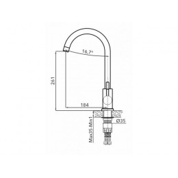 Смеситель для кухни (SUS 304) D35, серия ZAR AV Engineering
