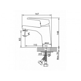 Смеситель для умывальника (Lt) D35, серия HOB AV Engineering