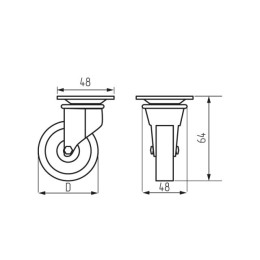 Опора колёсная резиновая d-50мм на площадке, серая STARFIX