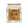 Розетка 1-ая (скрытая, без рамки, с/з, с крышкой) дуб, RITA, MUTLUSAN