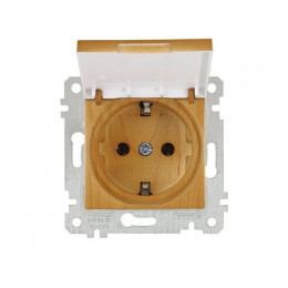 Розетка 1-ая (скрытая, без рамки, с/з, с крышкой) дуб, RITA, MUTLUSAN