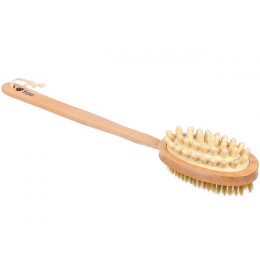 Щетка деревянная, двусторонняя с импульсным массажером, 42 см,"Банные штучки"