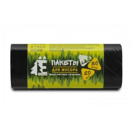 Мешки для мусора, 30 л, 20 шт, "Е-Ромашка", черные, РОМАШКА