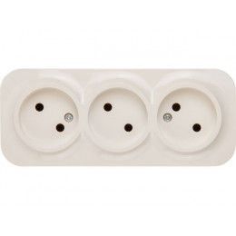 Розетка 3-ая (открытая, б/з) бежевая, Bailly, LEIDEN ELECTRIC