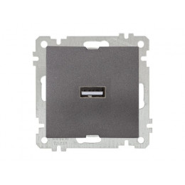 Розетка 1-ая USB (скрытая, без рамки) дымчатая, DARIA, MUTLUSAN