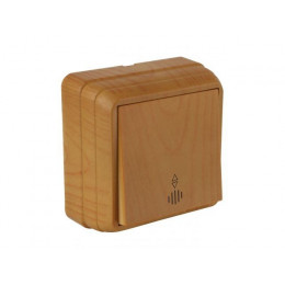 Выключатель 1-клав. проходной (с подсветкой, открытый) дуб, BRON, MUTLUSAN