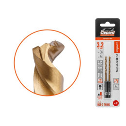 Сверло по металлу шестигр. 3.2х36х84 мм HSS-G TIN, комплект из 2-х шт GEPARD