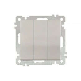 Выключатель 3-клав. (скрытый, без рамки, винт. зажим) титан, DARIA, MUTLUSAN