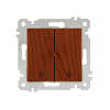 Выключатель проходной 2-клав. (скрытый, без рамки, винт. зажим) вишня, RITA, MUTLUSAN