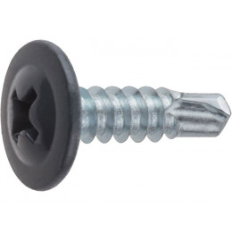 Саморез 4.2х16 мм с прессшайбой, цинк, со сверлом, RAL 7024 (150 шт в пласт. конт.) STARFIX