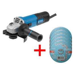 Одноручная углошлифмашина BULL WS 1202 в кор. + АКЦИЯ!(5 отрезных кругов в ПОДАРОК!)