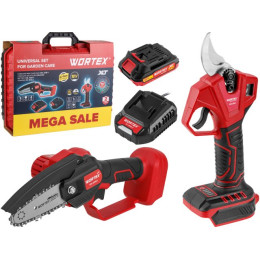 Набор аккум. инструмента WORTEX мини-пила + секатор в чем. ALL1 XLT SET СКИДКА -31%