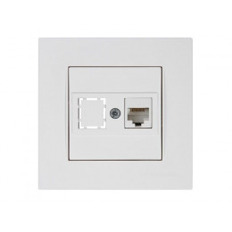 Розетка компьютерная 1xRJ45 (Cat6, скрытая) белая, RITA, MUTLUSAN