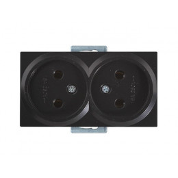 Розетка 2-ая (скрытая, б/з, керамика) черная, RITA, MUTLUSAN