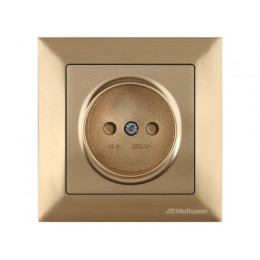 Розетка 1-ая (скрытая, б/з, шторки) золото, DARIA, MUTLUSAN