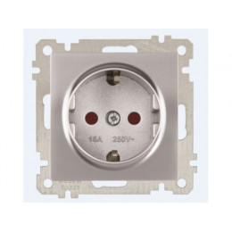 Розетка 1-ая (скрытая, без рамки, с/з, шторки) серебро, DARIA, MUTLUSAN